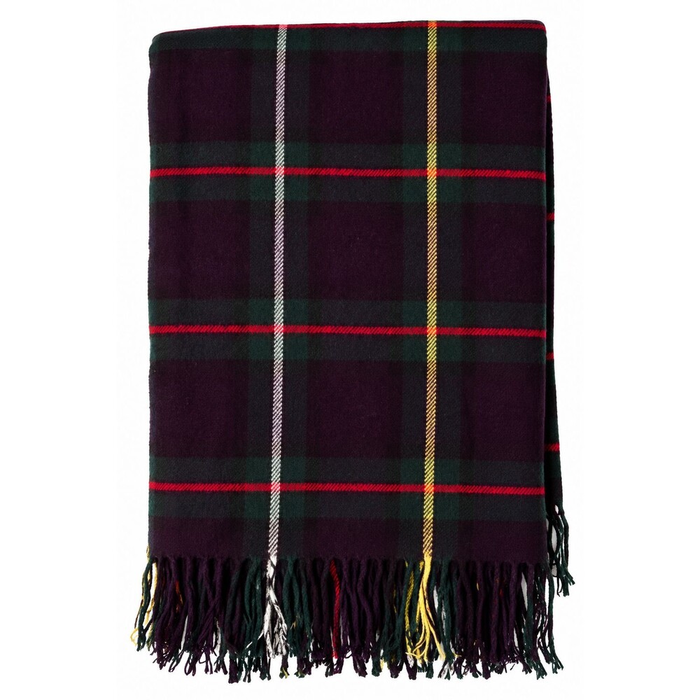 Vintage Troy Robe Plaid Blanket Fringed Blue Green Red Yellow 55" x 54"